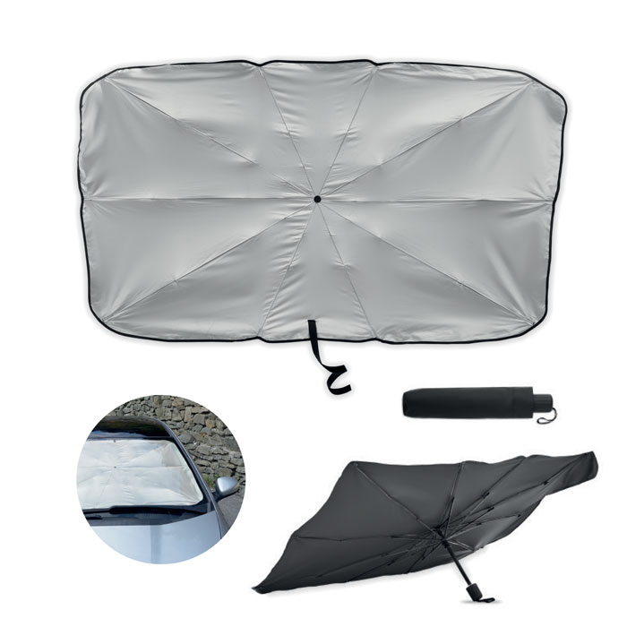 Pare-soleil parapluie pour pare-brise, face argentée